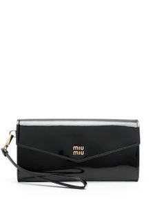 Miu Miu portefeuille en cuir à plaque logo - Noir