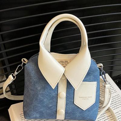 Blue Nylon Shirt Design Small Square Crossbody Bag - Satchel Blue