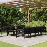9-delige Loungeset met kussens aluminium antracietkleurig