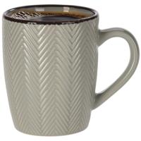 Siaki Koffiemok/theemok - Fishbone - lichtgrijs - 370 ml - mokken - keramiek