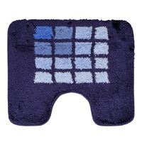 Wicotex-Toiletmat blauw met lichte blokjes-Antislip onderkant-WC mat-met uitsparing - thumbnail