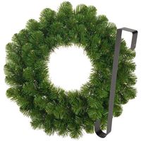 Kerstkrans 45 cm - groen - met zwarte hanger/ophanghaak - kerstversiering - thumbnail