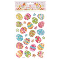 Stickervel met vrolijk gekleurde paaseieren - 27 stickers - Pasen thema - thumbnail