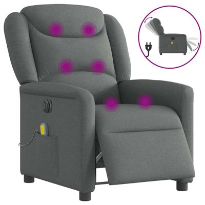 Massagestoel elektrisch verstelbaar stof donkergrijs