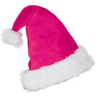 Kerstmuts - pluche - roze - met pompom - 58 cm - polyester - kerstaccessoires - thumbnail