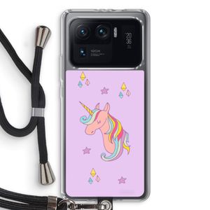 Roze eenhoorn: Xiaomi Mi 11 Ultra Transparant Hoesje met koord