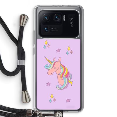 Roze eenhoorn: Xiaomi Mi 11 Ultra Transparant Hoesje met koord