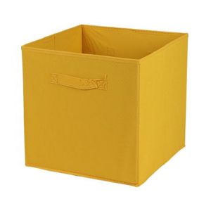 Opbergmand/kastmand Square Box - karton/kunststof - 29 liter - oker geel - 31 x 31 x 31 cm