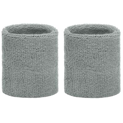 Set van 2x stuks zweetbandjes grijs voor om de pols