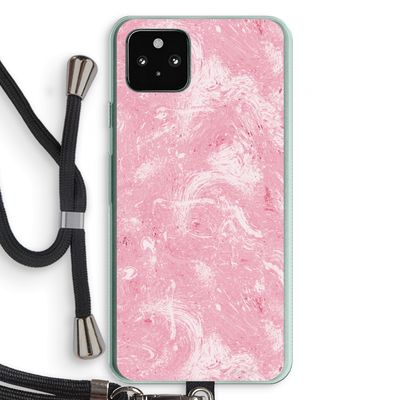 Abstract Painting Pink: Pixel 5a 5G Transparant Hoesje met koord