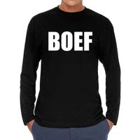 Long sleeve t-shirt zwart met BOEF bedrukking voor heren 2XL  - - thumbnail