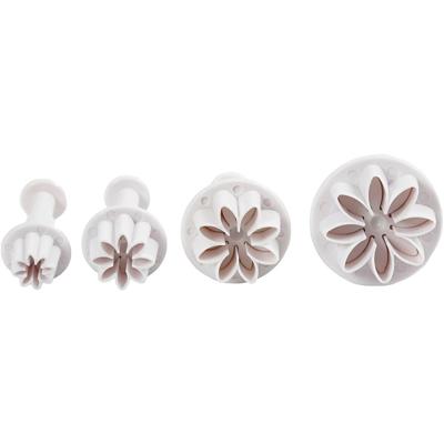 Creativ Company Uitsteekvormen met stempel, bloem, d 2,3+2,8+3,6+4,4 cm, wit, 4 stuk/ 1 doos