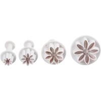 Creativ Company Uitsteekvormen met stempel, bloem, d 2,3+2,8+3,6+4,4 cm, wit, 4 stuk/ 1 doos