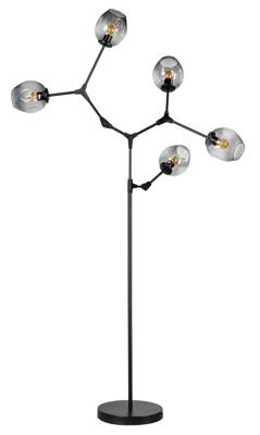 ETH Design vloerlampLime 5-lichts zwart met smoke glas - 05-VL8379-30