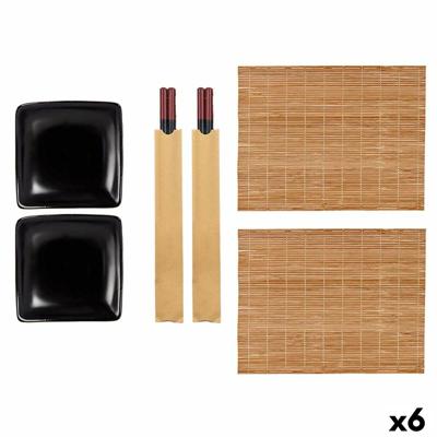 Sushi set Zwart Keramisch Bamboe (6 Stuks)