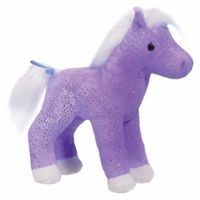 Knuffel paardje paars met glitter 18 cm   -