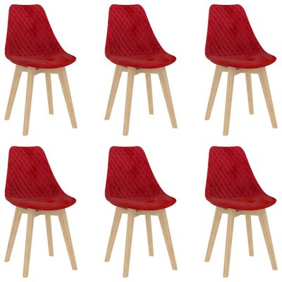 vidaXL Eetkamerstoelen 6 st fluweel rood vidaXL Eetkamerstoelen 6 st fluweel rood