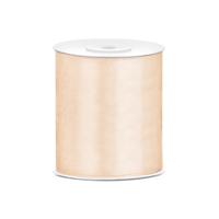 Hobby/knutsel satijnen sierlint - creme wit - 10 cm x 25 mtr - cadeau lint