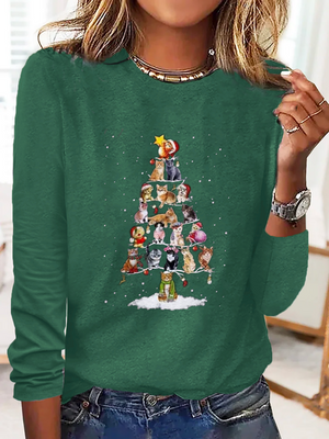 Christmas Tree Printed Casual T-Shirt