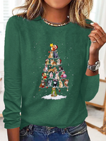Christmas Tree Printed Casual T-Shirt - thumbnail