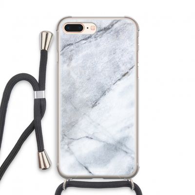Witte marmer: iPhone 7 PLUS Transparant Hoesje met koord