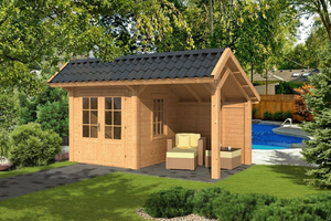 Lariks/Douglas Kapschuur Bergen L type 3 468x306 cm- Kapschuurdak- Onbehandeld lariks Douglas hout- Tuindeco