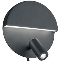 LED Wandlamp Mat Zwart 8W - Warm Wit 3000K - Aluminium Rond