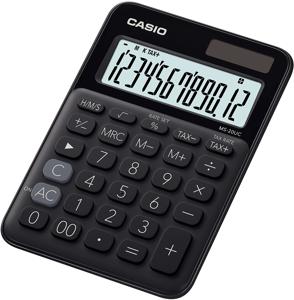 Casio MS-20UC-BK Bureaurekenmachine Zwart Aantal displayposities: 12 werkt op zonne-energie, werkt op batterijen (b x h x d) 105 x 23 x 149.5 mm