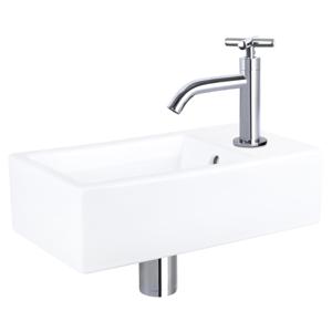 Differnz Force fonteinset keramiek - kraan kruis - 40 x 22 x 11.5 cm - chroom