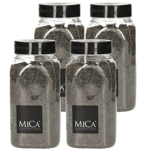 4x Mica decoratie zand donker grijs 650 ml   -