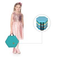 6-Delige Set Kinderstoelkussens met Handvat & Rits Zitkussen Zitverhoger Hoofdkussen Blauw