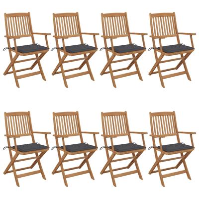 Tuinstoelen 8 st inklapbaar met kussens massief acaciahout
