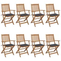 Tuinstoelen 8 st inklapbaar met kussens massief acaciahout
