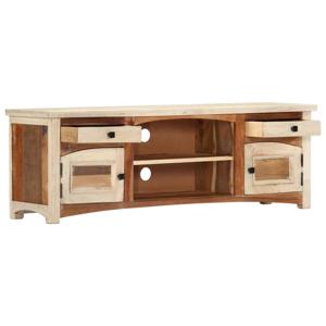 The Living Store Massief Mangohouten TV-kast - 120x30x40 cm - Gerecycled hout - Met 2 deuren - 2 lades en 2 vakken