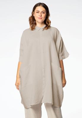 Yoek Wijde Linnen Blouse | Bruin | Maat 38/40