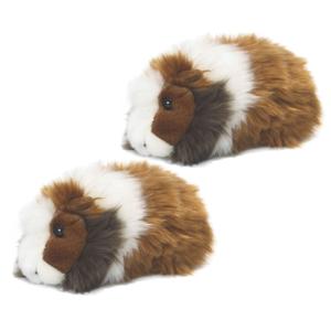 WNF pluche cavia knuffel - 2x stuks - bruin - 19 cm - speelgoed knuffels