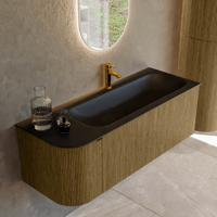 Badmeubel Mondiaz Kurve | 125 cm cm | Meubelkleur Dusk | Wastafelkleur Urban | Solid surface | Wasbak rechter zijde spoelbak | 1 kraangat