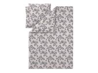 LIVARNO Satijnen dekbedovertrek 200 x 200 cm (Bladeren/grijs)