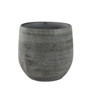 Plantenpot/bloempot in een strakke Modern design look mystic grijs Dia 15 cm en Hoogte 13 cm