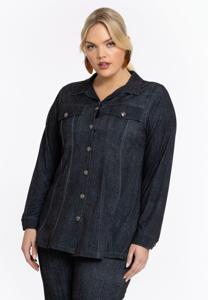 Yoek Blouse flare DENIM | Zwart | Maat 58/60