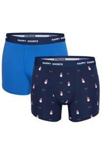 Happy Shorts Happy Shorts 2-Pack Kerst Boxershorts Heren Blauw Kerstmannen / Rendieren