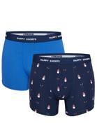 Happy Shorts Happy Shorts 2-Pack Kerst Boxershorts Heren Blauw Kerstmannen / Rendieren