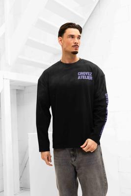 Croyez Sprayed Atelier Longsleeve T-Shirt Heren Zwart/Paars - Maat XL - Kleur: ZwartPaars | Soccerfanshop