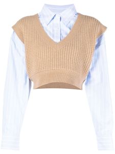 Alexander Wang pull crop en maille à design superposé - Bleu