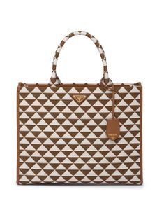 Prada grand sac cabas Symbole en jacquard - Marron