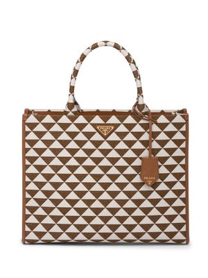 Prada grand sac cabas Symbole en jacquard - Marron
