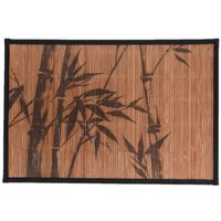 Rechthoekige placemat 30 x 45 cm bamboe bruin met zwarte bamboe print 1 - Placemats - thumbnail
