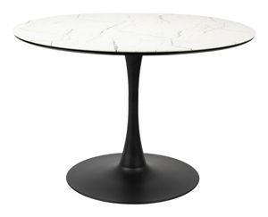 ZILT Ronde Eettafel 'Trisha' Marmerlook, 110cm, kleur Wit