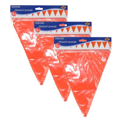 Oranje vlaggenlijn - 3x - slinger - 350 cm - binnen en buiten - 12 vlaggetjes - Koningsdag/Holland Oranje vlaggenlijn - 3x - slinger - 350 cm - binnen en buiten - 12 vlaggetjes - Koningsdag/Holland