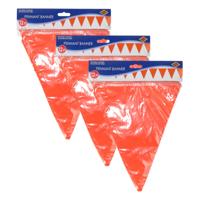 Oranje vlaggenlijn - 3x - slinger - 350 cm - binnen en buiten - 12 vlaggetjes - Koningsdag/Holland
